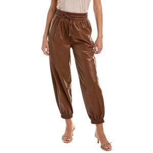 Mother Curbside Lounger Ankle Faux Leather Jogger in Brown Size *S/M Retail $238